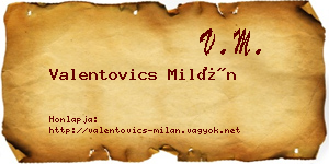 Valentovics Milán névjegykártya