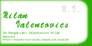 milan valentovics business card
